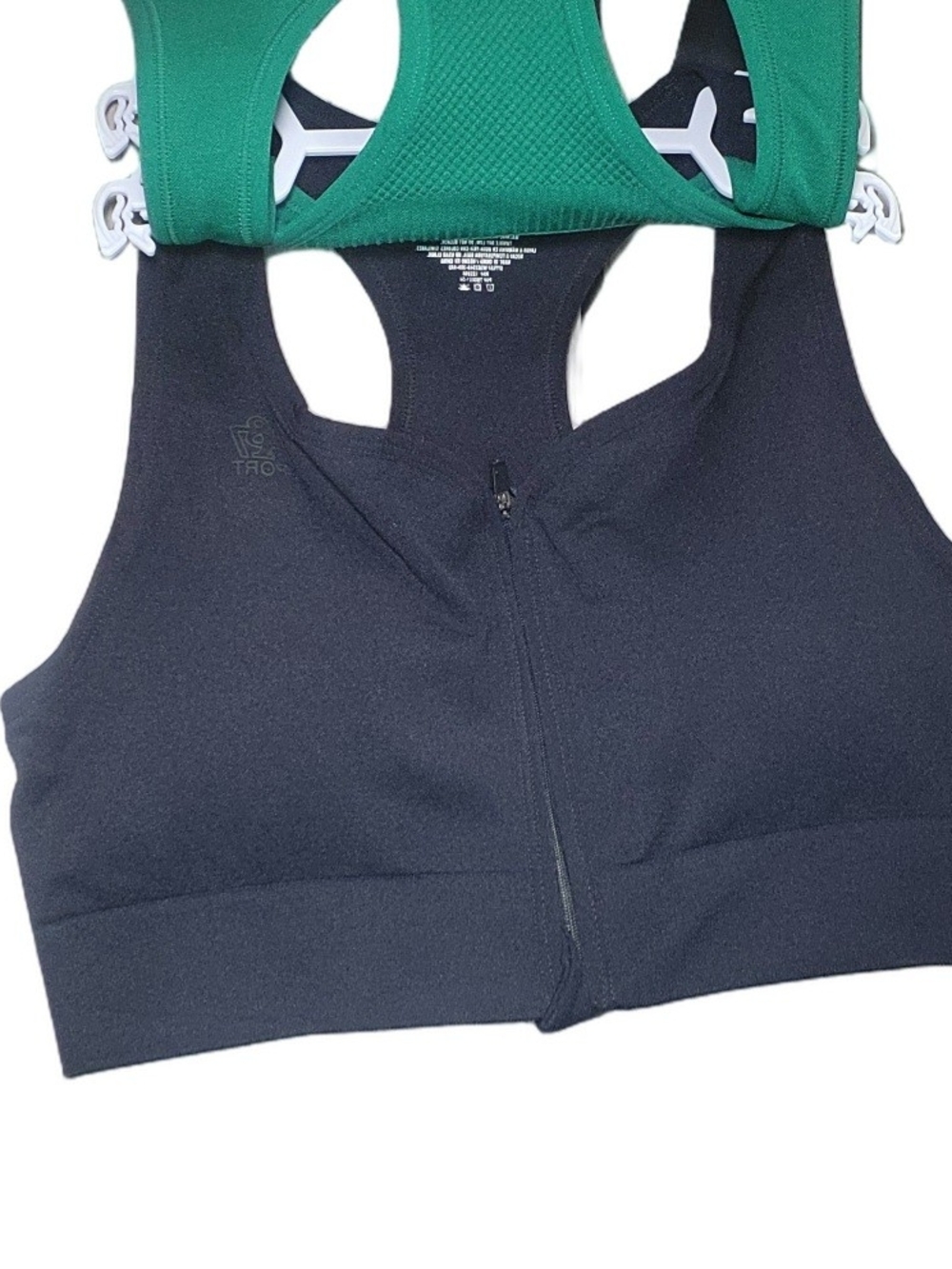 Aeropostale Green And Black Front-Zip Racerback Sports Bra Top - Picture 2 of 4